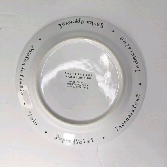 POTTERY BARN Ceramic Libra Zodiac What's Your Sign 8" Dessert Salad Plate Blue - Picture 3 of 6